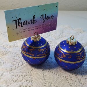 Christmas Table Set Markers Glass  Hand Painted ~Vintage~